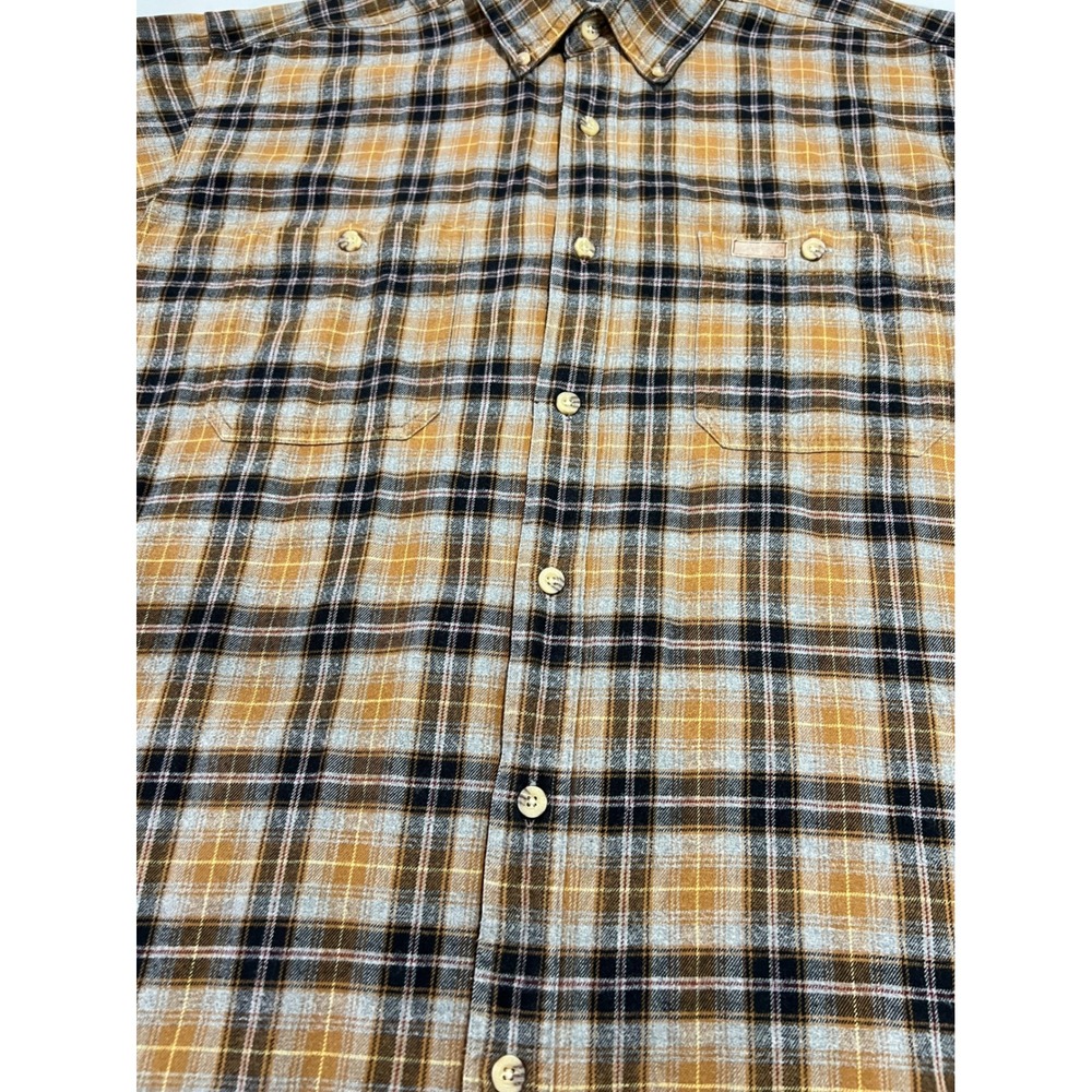 Carhartt Plaid Flannel Button Down Mens Large Brown Long Sleeve Work Shirt F06 - Picture 12 of 12